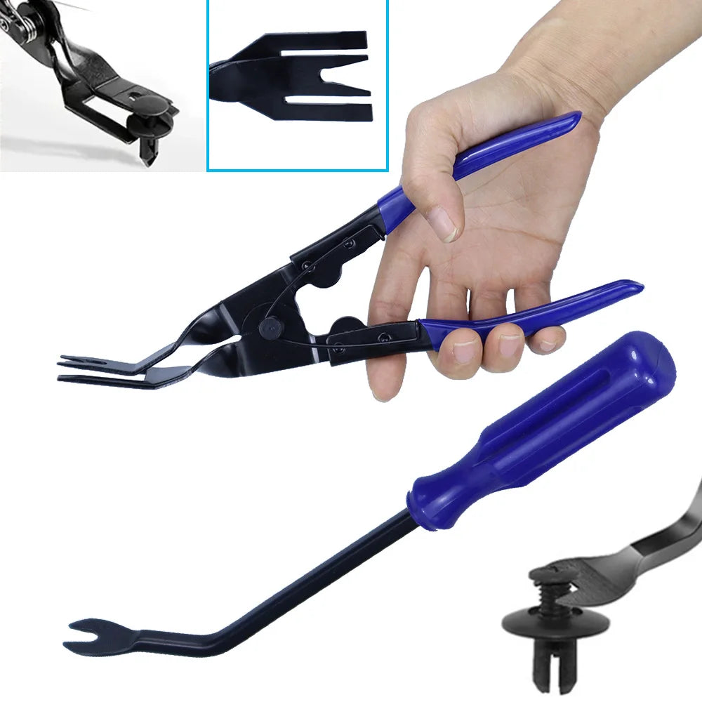 Car Trim Removal Tools with Red or Blue 5, 11 and 12-Piece Kit Options plus Separate Pliers, Manual Accessories for Door Panels, Clips and Dashboard Trim
