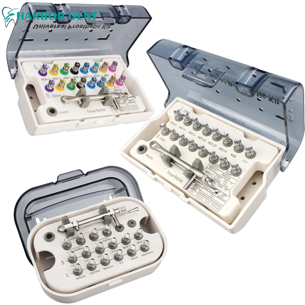 Dental Implant Torque Wrench Kit, Listed 10-70 Ncm Ratchet and Screwdriver Tools for Professional Prosthetic Work with A, B and C Options
