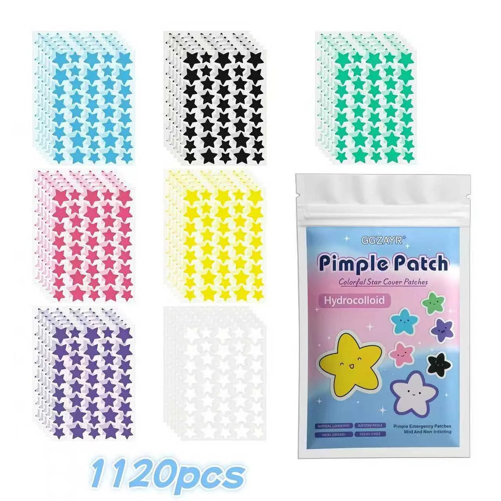 Star Pimple Patches with Listed Hydrocolloid Material, Colorful Facial Blemish Covers in Boxed 280, 1120 or 1680-Piece Options for Personal Skincare Styling