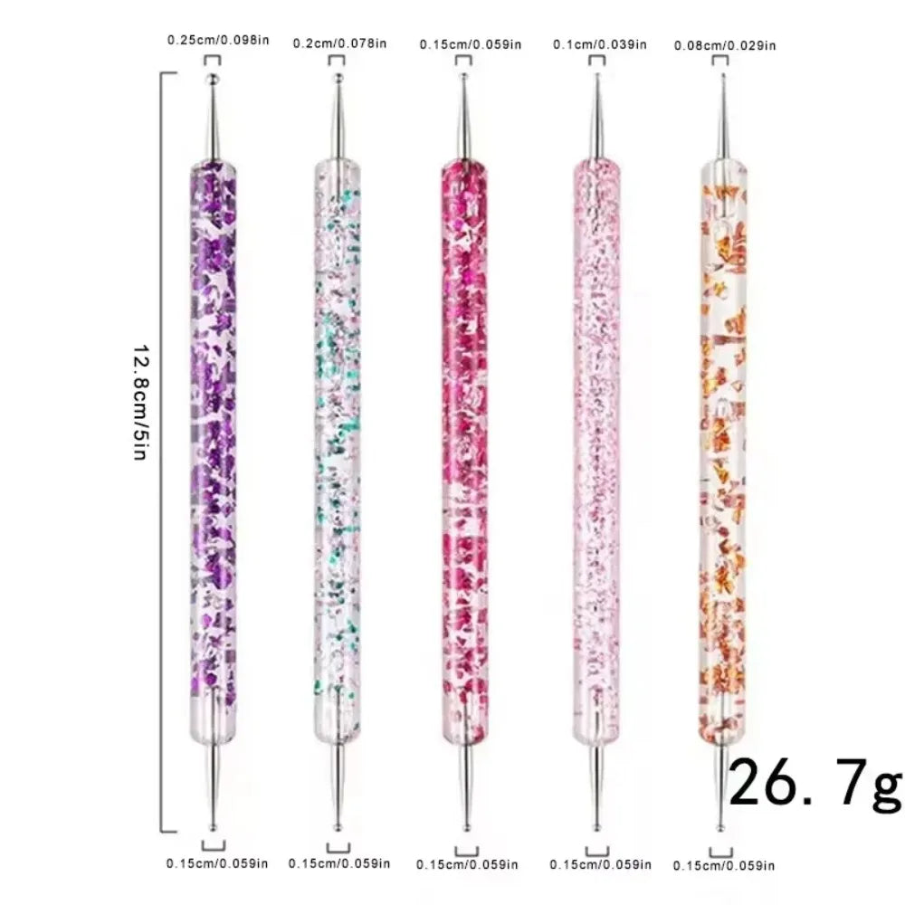 Nail Art Liner and Dotting Pen Set with 5 Dual-Ended Tools for Fine Lines, Dot Patterns and UV Gel Painting, DIY Home Manicure and Salon Decoration