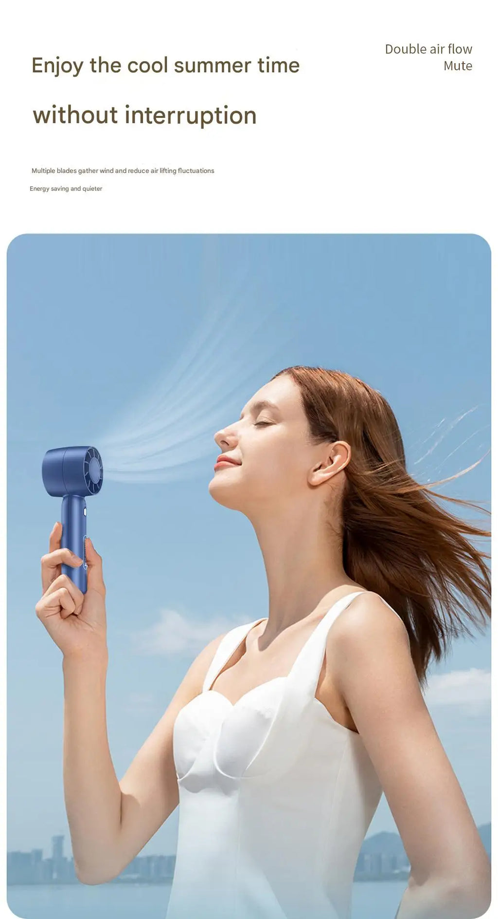 T10 Turbo Handheld Fan with USB Charging and Desktop Stand Reference, Portable Personal Airflow Fan for Desk Breaks and Travel in Blue, Pink or White