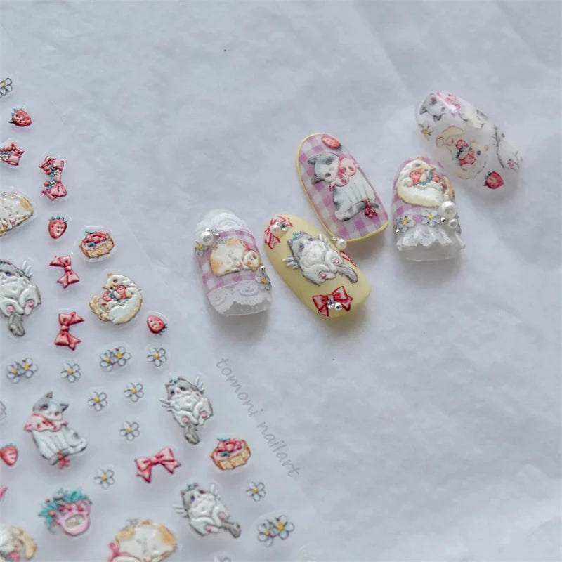 Embossed Nail Art Stickers, 5D Relief Self-Adhesive Decorative Decals for DIY Manicures with TO2907, TO2908, TO2910 and TO5172 Style Options