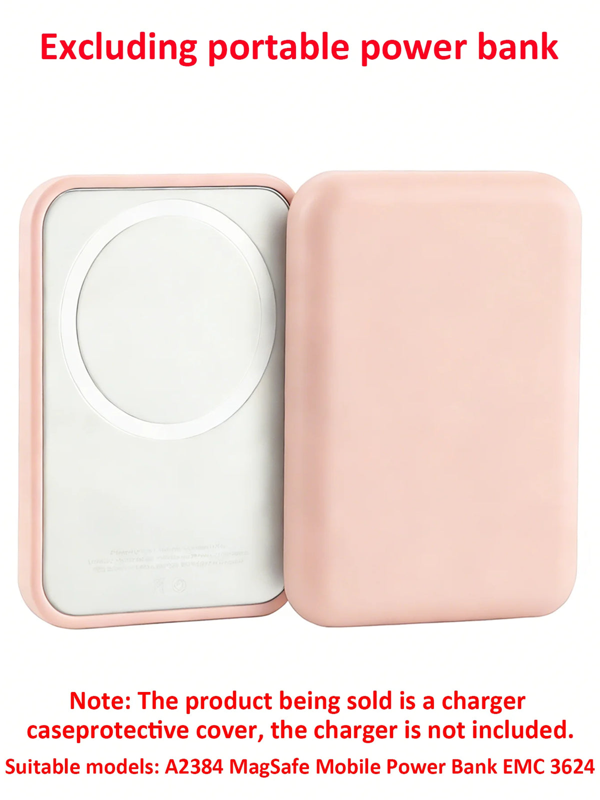 Power Bank Case in Pink Soft TPU, One Accessory Cover Listed for Apple's Original MagSafe Wireless Battery Pack, Color Accent for a Compatible Charging Setup