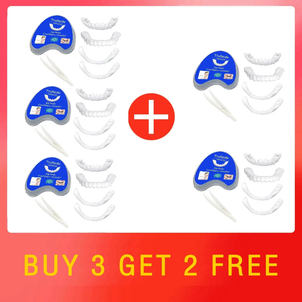 Silicone Denture-Style Teeth Covers with Single-Piece and Bundle Purchase Labels, Temporary Simulated-Teeth Appearance Reference Requiring Professional Fit Review