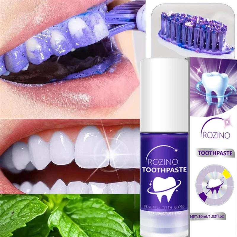 V34 Purple Toothpaste Serum with Color-Correcting Concept, 1-Piece, 2-Piece or Seven-Piece Box Options for Label-Guided Adult Oral Care Routines