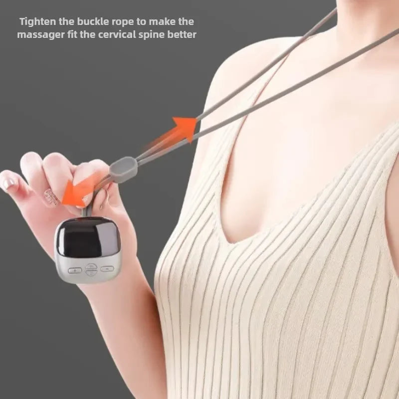 Pendant-Style Heated Neck Massager with Four Low-Frequency Modes, 15 Intensity Levels, Three Heat Settings and LED Display in Gray or Red