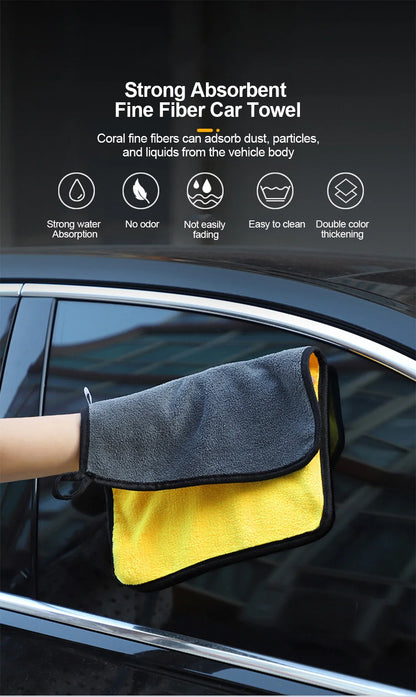 Car Detailing Microfiber Towels in Yellow, Soft Absorbent Polyester Cleaning Cloths with T054 and T056 Options in 1, 3 or 5 Pieces for Vehicle and Window Care