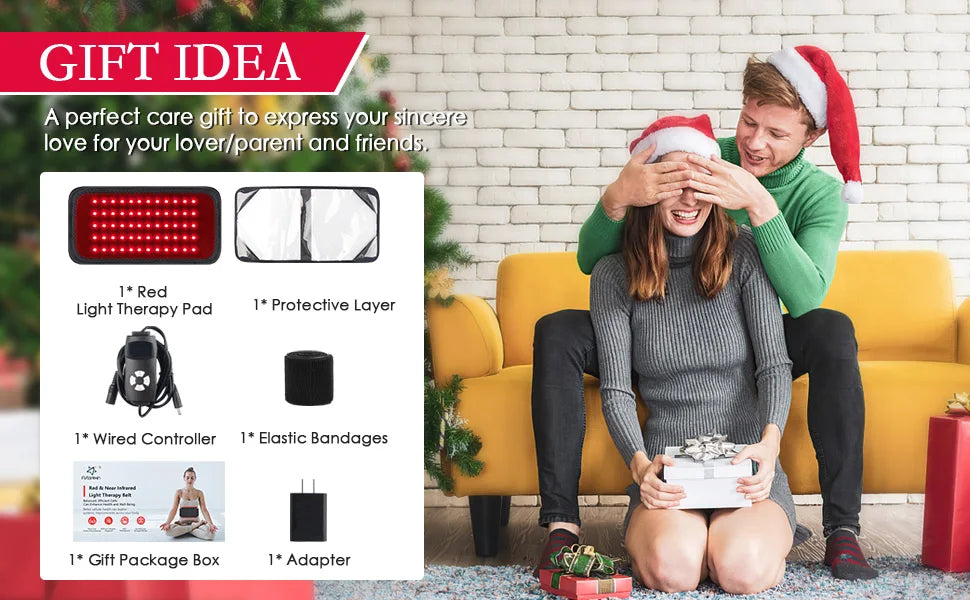 Red Light Wrap Belt with Listed 660nm and 850nm LEDs, Adjustable Elastic Band, Wired Timer Controller and Detachable Pad for Adult Personal Care