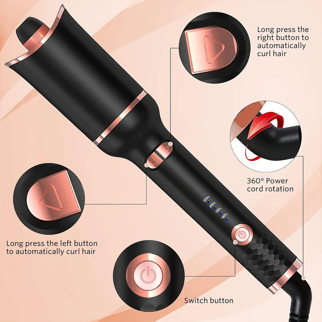 Plug-In Automatic Hair Curler with Listed 34W Power, Tourmaline Ceramic Heat Conductor, Three Temperature Settings and 2-Meter Cable with Box and Plug Options