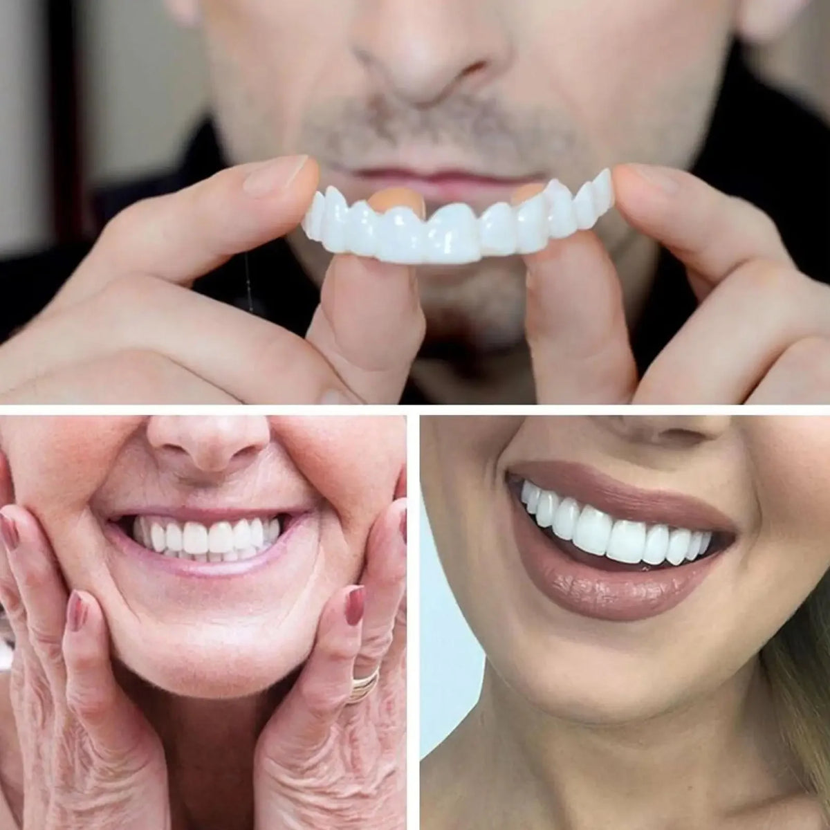 Temporary Cosmetic Teeth Covers, One Upper and Lower Pair with Listed Heat-Moldable Design for Adult Smile Appearance, Dental Fit Review Before Use