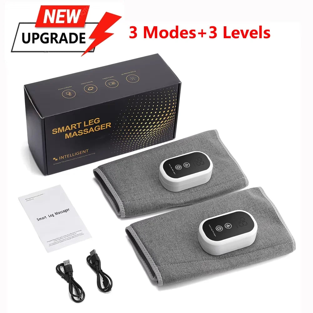 Three-Mode Calf Air Massager with 15-Minute Timer, 1800mAh Rechargeable Battery, Linen Mesh Wrap and One- or Three-Level Single and Pair Options