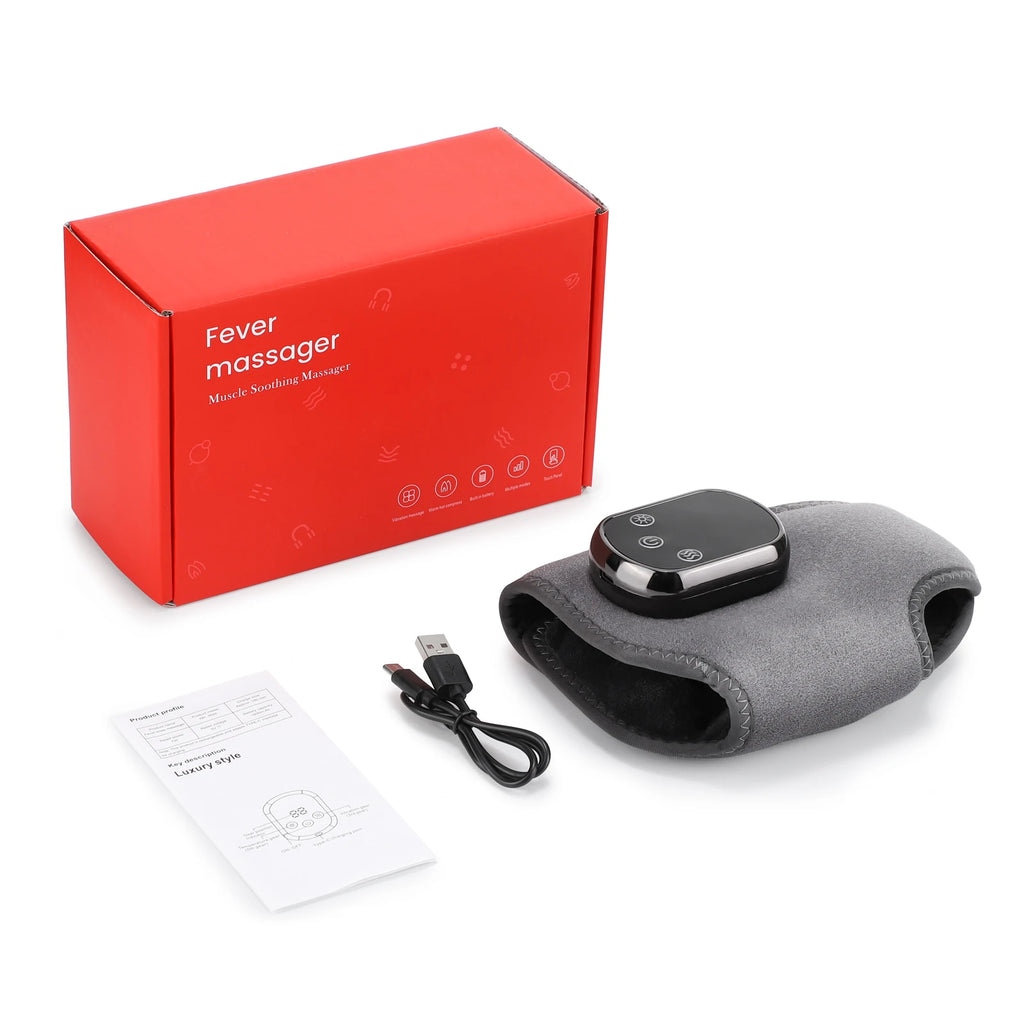 Cordless Heated Wrist or Ankle Massager with Five Heat Settings, Three Vibration Modes and 30-Minute Timer, Gray Type-C Rechargeable Single-Piece Wrap
