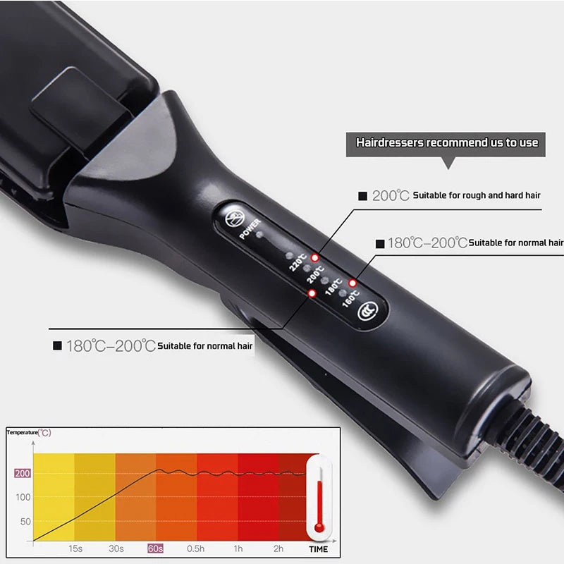 1.5 Inch Hair Crimper with Tourmaline Ceramic Coated Plates, Corrugated Wave Styling Iron for Home and Salon with US Plug and Box Options