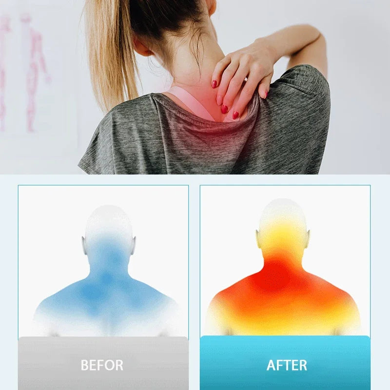 EU Plug Neck and Back Kneading Massager with Listed Adjustable Heat, Blue, Pink and Six-Key-Labeled Options for Adult At-Home Personal Relaxation