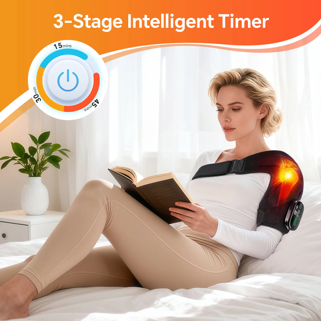 Thermal Shoulder Massage Belt with Adjustable Heating, Shoulder Brace Format and Multiple Belt, APP-Labeled and Red Light Options for Home Relaxation