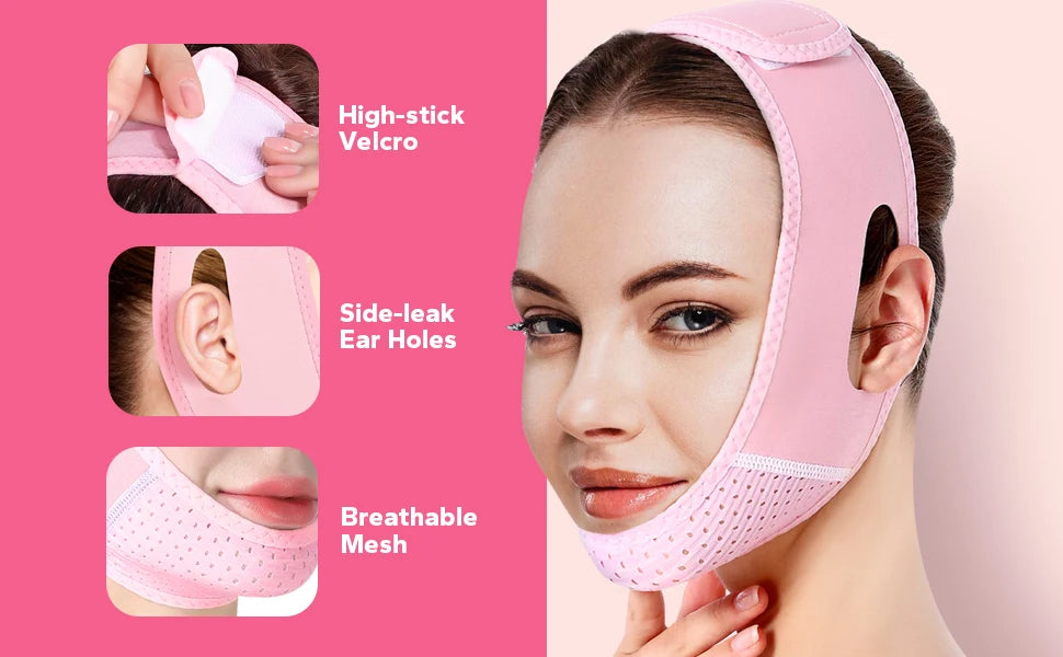 V-Shaped Chin Strap with Reusable Face Band Design, LKK03 Beauty Accessory for Adult Personal Care with Material and Fit Details to Check Before Use