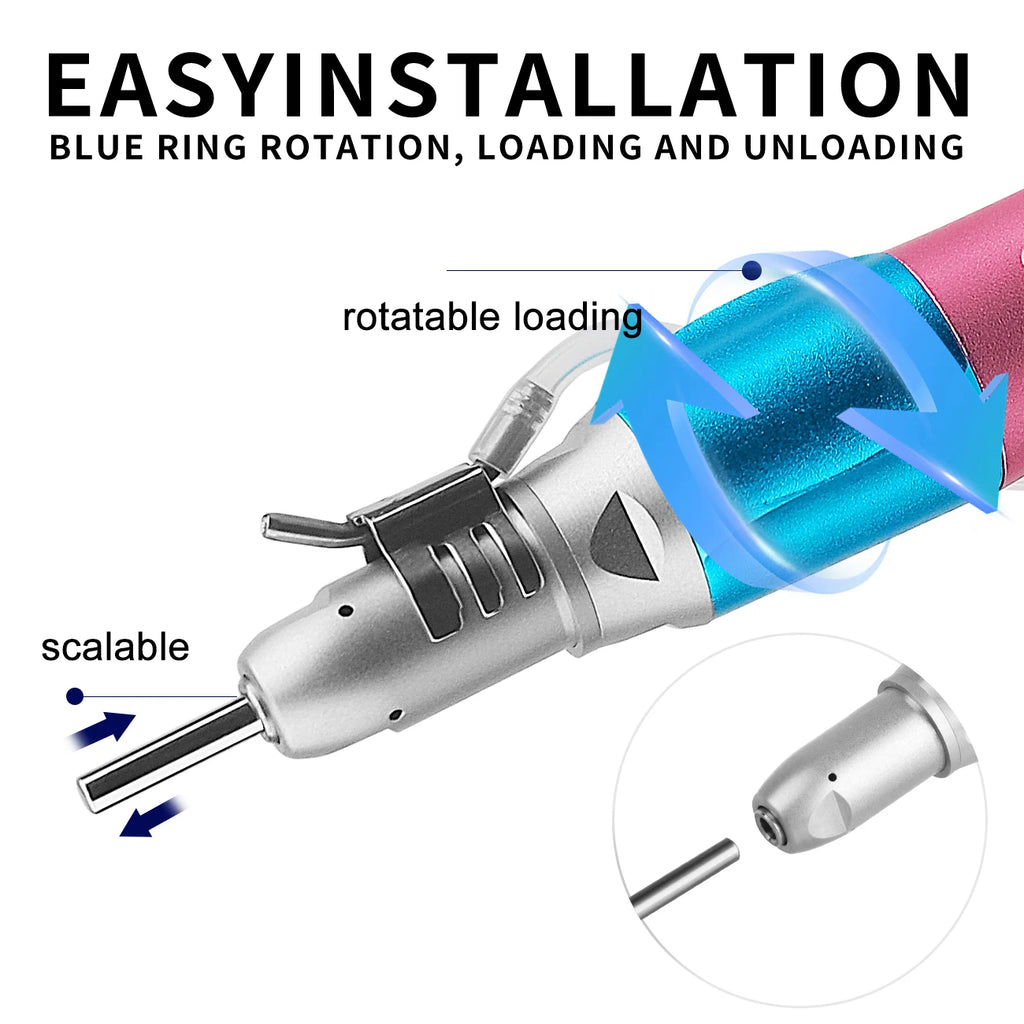 Single-Piece Low Speed Dental Handpiece Options, Straight Nose or Contra Angle Attachments and 2 or 4 Hole Air Motors in Six Color Selections