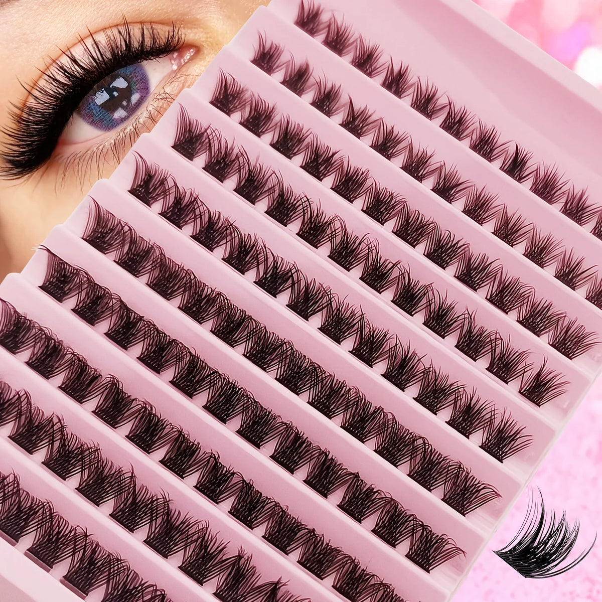 Natural Eyelash Cluster Set with D Curl, 8–16mm Mixed Lengths and 0.07mm Thickness, Reusable False Lashes with Soft Bands in G01, A01 or A02