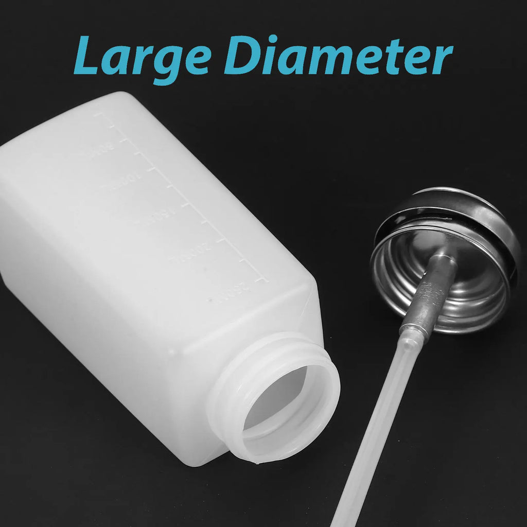 Press Down Pump Bottles 5-Pack in White, Refillable Plastic and Aluminum Beauty Liquid Dispensers for Compatible Nail Care and Makeup Station Supplies