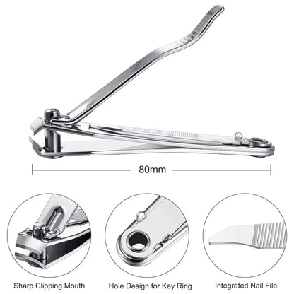 Stainless Steel Nail Clippers with Curved Cutting Edges and Keyhole Ends, One Large Clipper or Large and Small Two-Piece Options for Everyday Nail Grooming