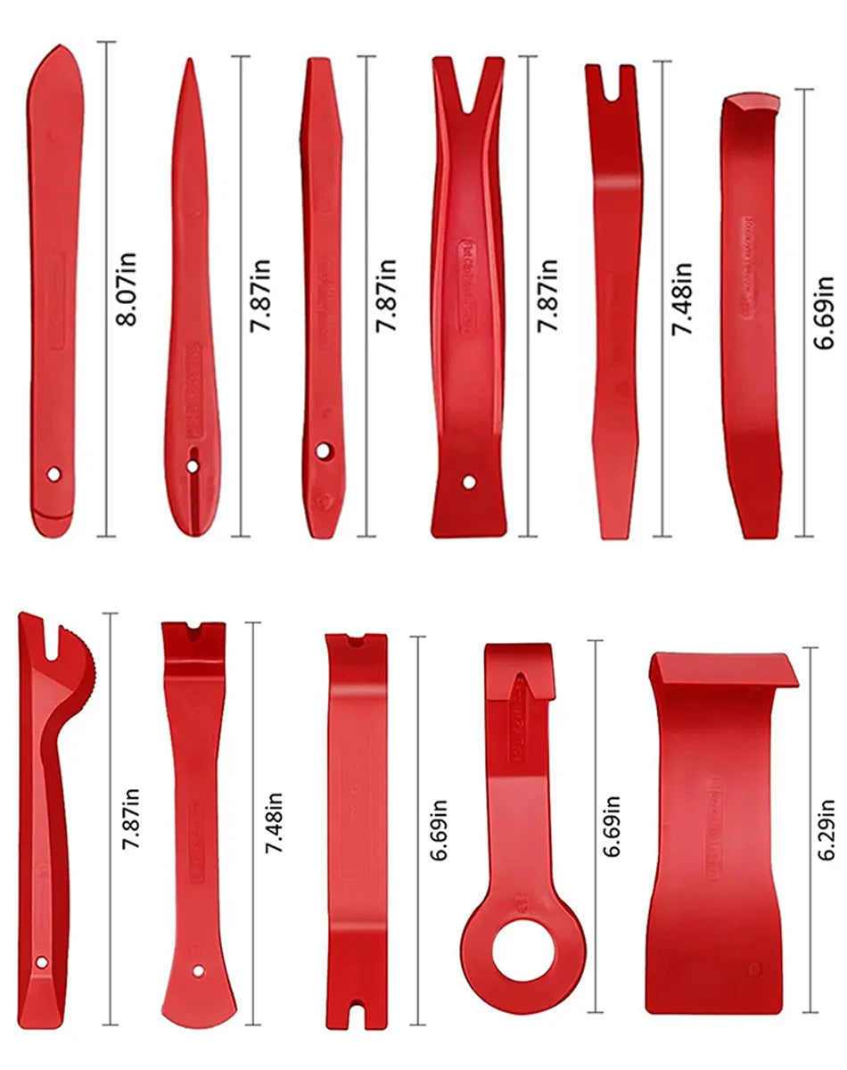 Car Trim Removal Tools with Red or Blue 5, 11 and 12-Piece Kit Options plus Separate Pliers, Manual Accessories for Door Panels, Clips and Dashboard Trim