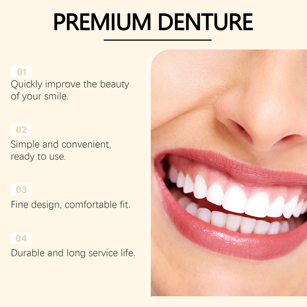 Temporary Cosmetic Teeth Covers with Listed Silicone Material, Boxed and Multi-Piece Options for Smile Appearance, Dental Fit Check Required