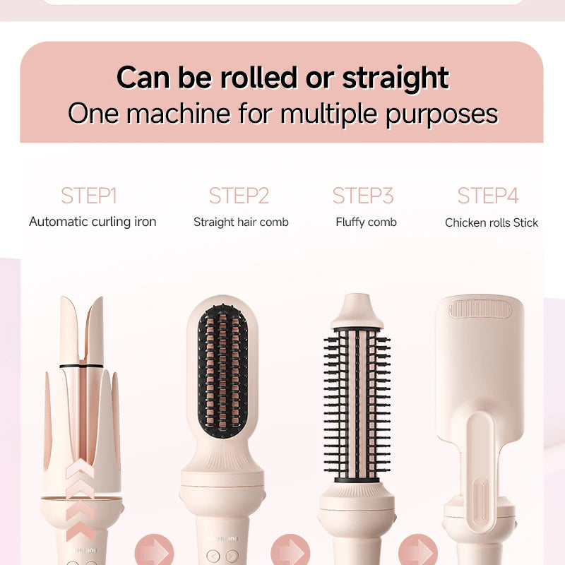 Automatic Curling Iron Set with Ceramic Rotating Styling and Multi-in-1 Bundle Options for At-Home Waves and Curls, US, EU, UK or AU Plug Choices