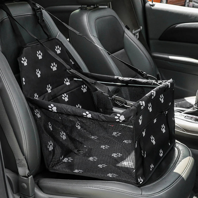 Dog Car Booster Seat Basket with Mesh Design, Foldable Pet Travel Carrier for Compatible Vehicle Seating, Black, Red, Pink, Blue and Gray Option Labels