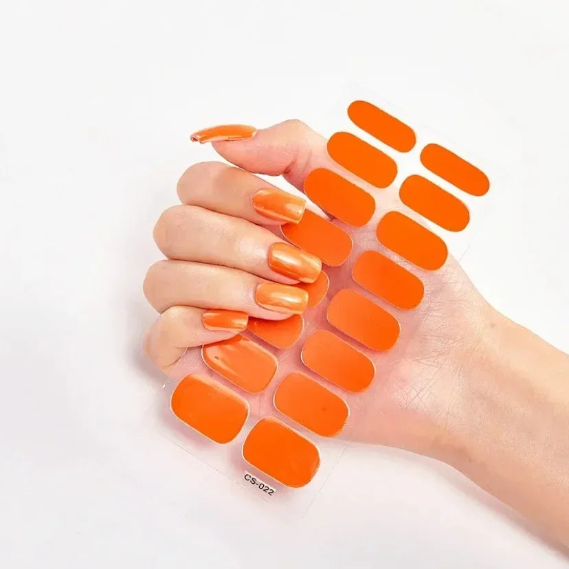Semi-Cured Gel Nail Wraps, 16-Tip Full Cover Nail Stickers with Solid Color and Pattern Options for DIY At-Home Manicures and Nail Decoration