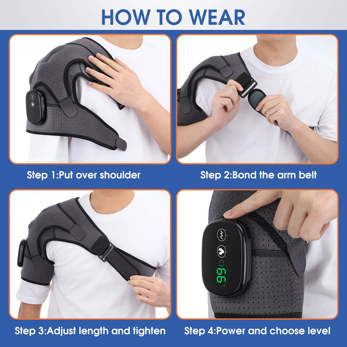 Thermal Shoulder Massage Belt with Adjustable Heating, Shoulder Brace Format and Multiple Belt, APP-Labeled and Red Light Options for Home Relaxation