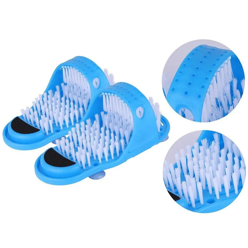 Shower Foot Scrubber Slipper with Suction Cup Base and Detachable Pumice Stone, Blue Foot Washing Brush in 1 or 2 Piece Options for Home Care