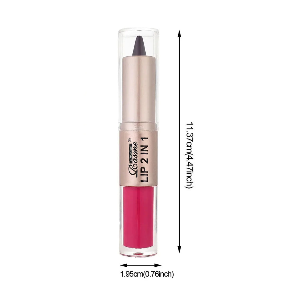 2-in-1 Lip Liner and Gloss Pen with Listed Matte Color and Mirror-Shine Lip Glaze, Coded Shade Options for Gradient Lip Contouring and Everyday Makeup