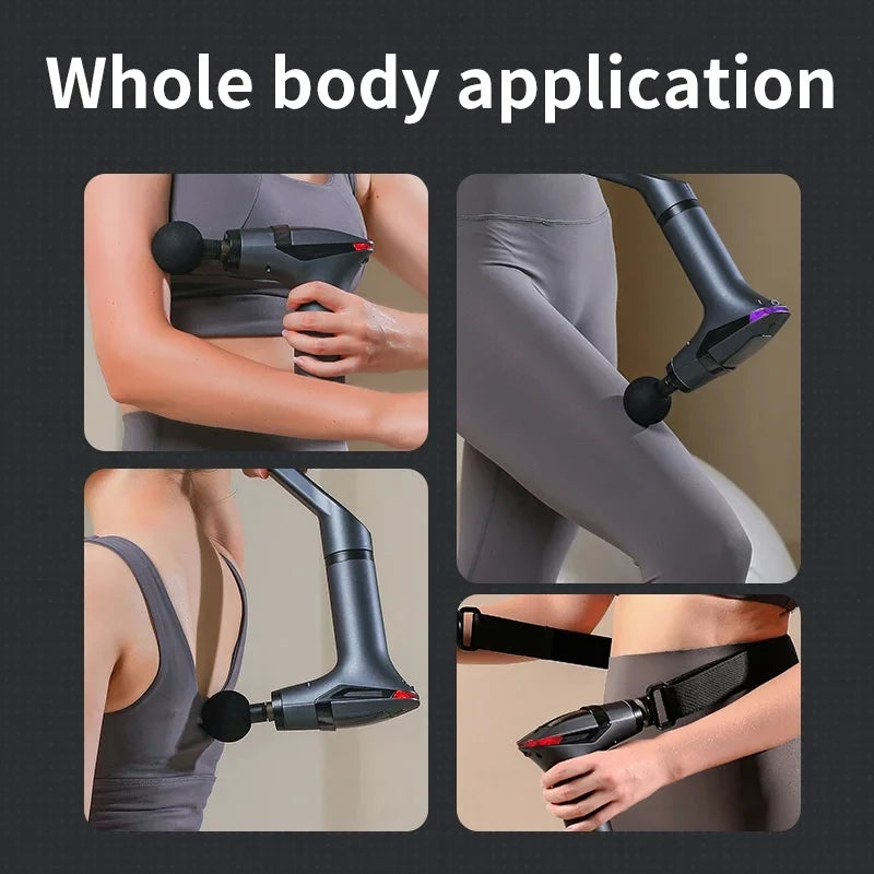 Long-Handle Massage Gun in Dark Gray with 1500mAh Battery, Type-C Charging and Listed 2600–3300rpm Motor Speed for Adult Personal Massage Routines