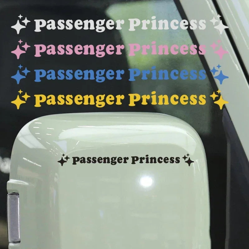 Passenger Princess Mirror Decal Stickers in Eight Colors, Two-Piece PVC Vehicle Decoration Set with Star Styling Reference and Listed 12.5 x 1.18cm Size