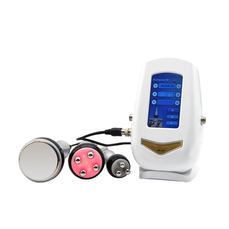 Ultrasonic Cavitation Machine with Three Handles and Radiofrequency Functions, ABS Beauty Device with 110V US or 220V Regional Plug Options