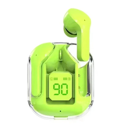 T2 Wireless Bluetooth Earphones with LED Power Display and Built-In Microphone, Transparent-Style In-Ear Audio Design in Five Colors for Music and Calls