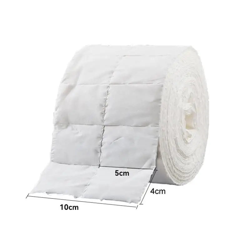 Rectangular Nail Wipe Roll in White with Listed 300 or 500-Piece Quantity References, TR66 or TR70 Options for Compatible Manicure and Makeup Cleaning
