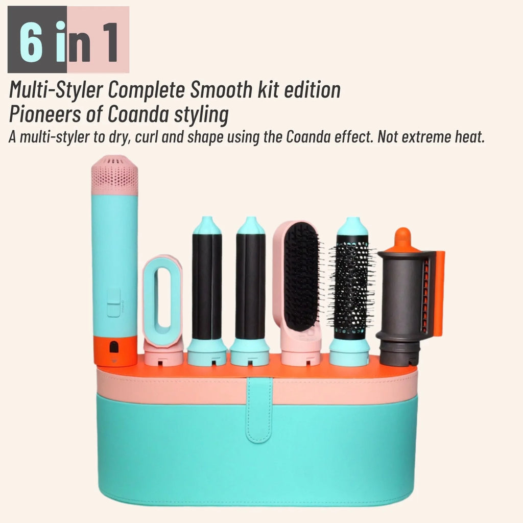 Hot Air Hair Styler, Six-in-One Packages with Curling Barrel and Brush References, US 110-120V or EU 220-240V Versions with Box or Case Options