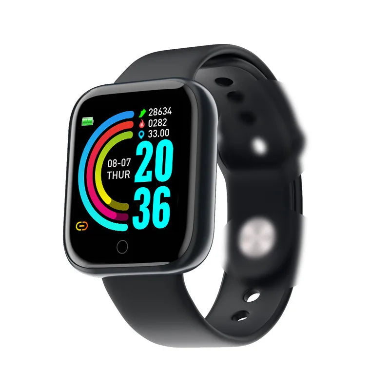 Y68 Smart Watch with Original Box for Men and Women, Gray, Black, White or Pink Wearable with Listed Sleep Monitoring and Heart Rate Functions for Compatible iOS and Android Phones