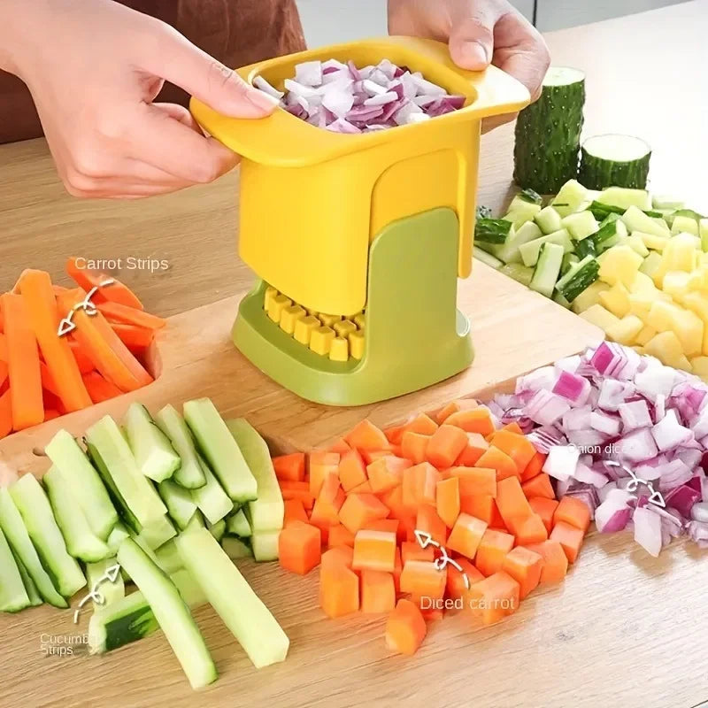 Hand Pressure Vegetable Dicer, Manual Stainless Steel Grid Cutter with PP Body and Listed 1.2cm Cube Design in White or Yellow for Home Ingredient Preparation