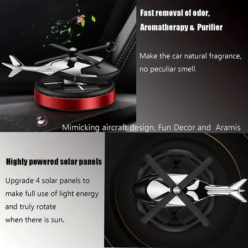 Solar Helicopter Car Air Freshener with Rotary Propeller Design for Vehicle Interior Styling, Decorative Perfume Diffuser in Seven A and B Model Color Options