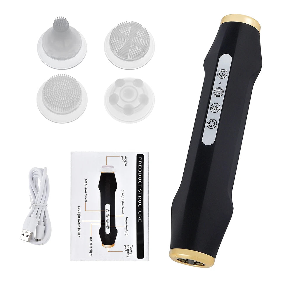 Portable Bubble Facial Massage Pen with Listed 150g Weight and 400mAh Battery, Five Intensity Levels, Eight LED Modes and Black or White Options