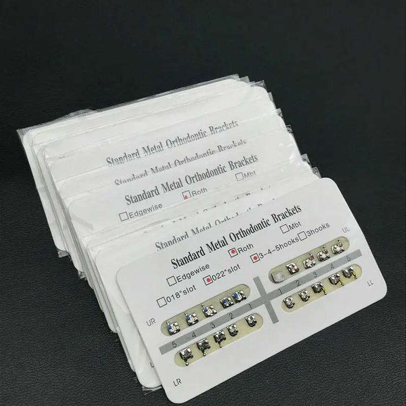 Dental Braces Brackets, 200-Piece Metal Orthodontic Supply in 10 Packs with Roth, MBT and Edgewise Model Options and Listed 022 Slot for Professional Use