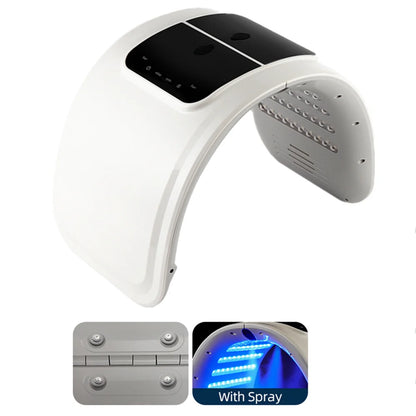 Seven-Color LED Skin Care Device with 100 LEDs, Foldable ABS Design and Touch Controls, Separate Spray or No-Spray Versions with Four Plug Options