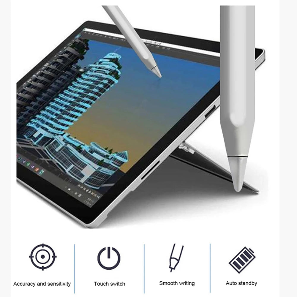 Active Capacitive Stylus Pen with USB-C Charging, Replaceable POM Tip and Battery Display in Six Colors for Compatible Tablet and Phone Writing