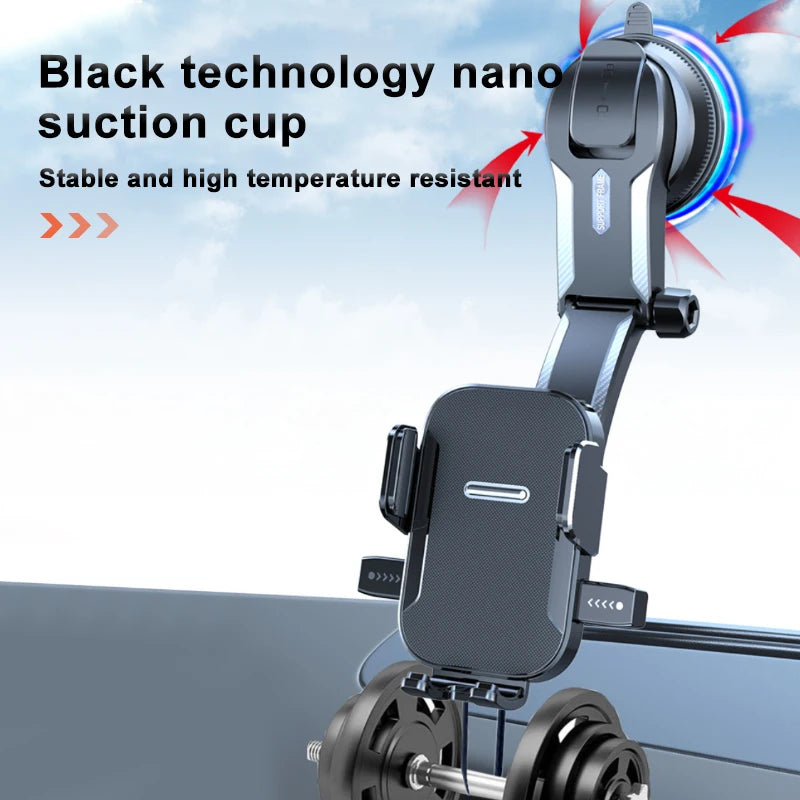 SEAMETAL Dashboard Phone Holder with Adjustable Cradle and Quick-Release Button, Listed 180-Degree Tilt, Mirrored or Textured Options for Compatible 3–7 Inch Phones