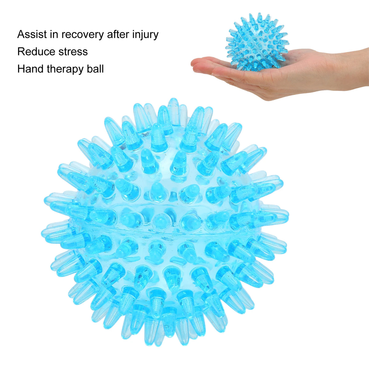 Spiky Hand Grip Ball with Hollow Soft TPR Construction and Transparent Finish Reference, Single-Piece Squeeze and Manual Massage Accessory for Adults