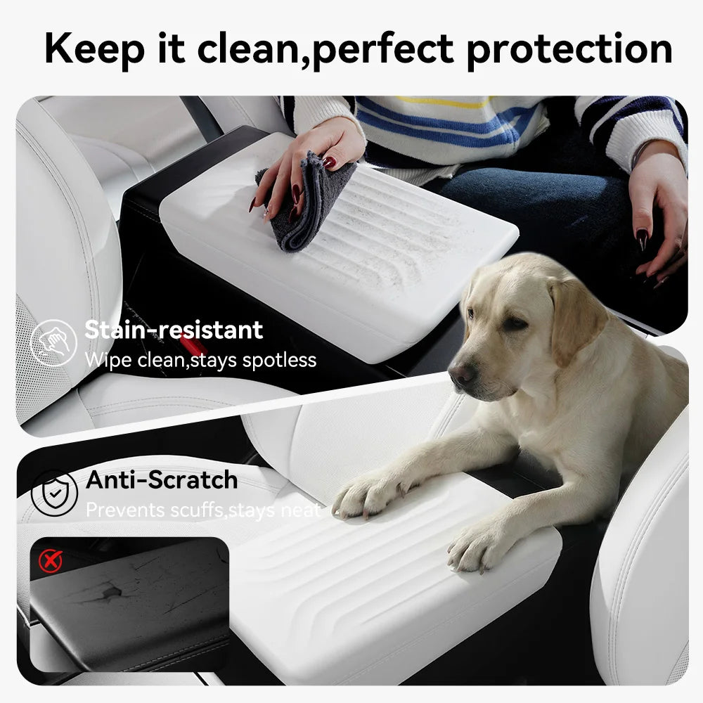 Armrest Cover for Tesla Interior Styling with TPE White, TPE Black and TPU Black Options, Model Y Juniper, YL and Model 3 Highland Labels and Bundle Choices