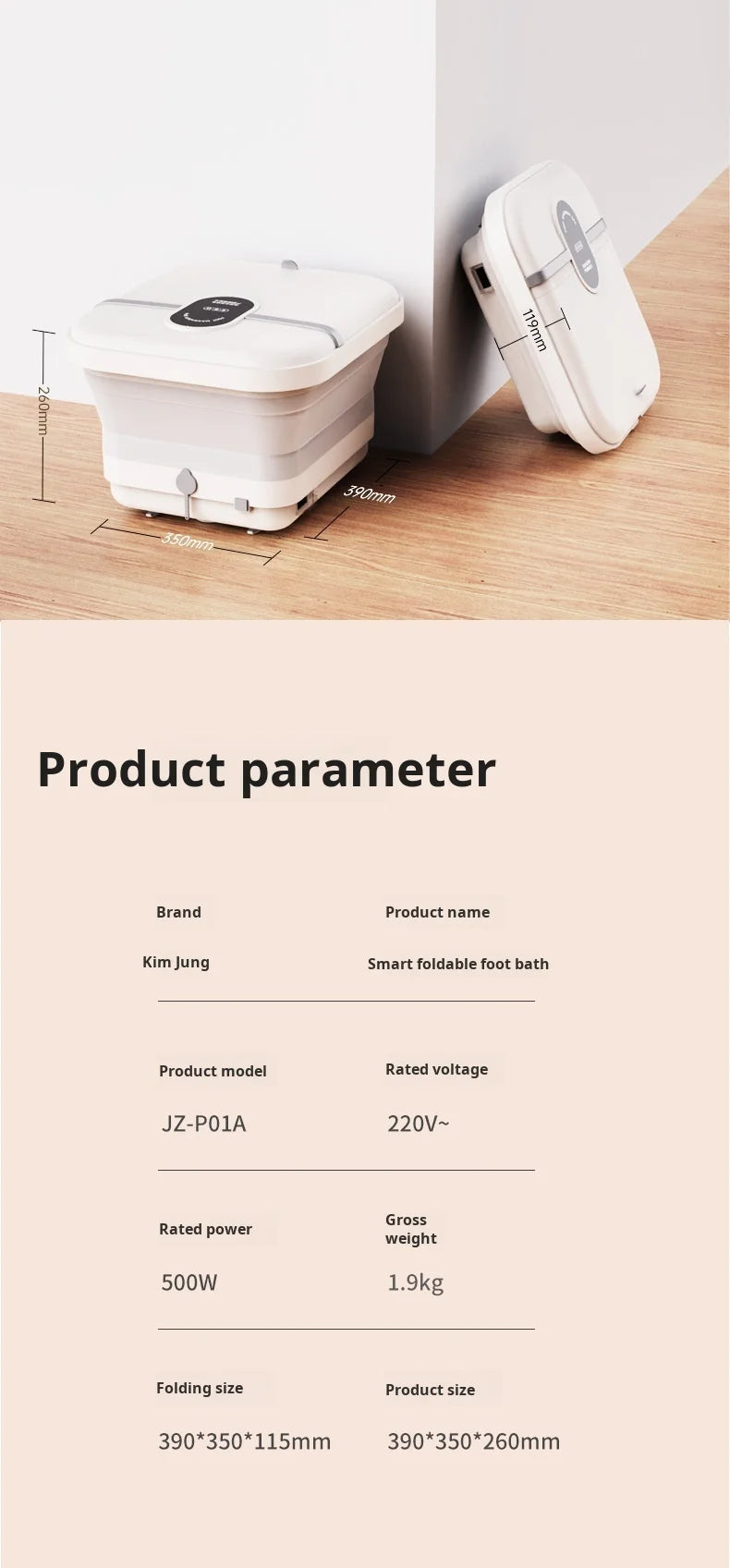Heated Foot Bath Bucket, Foldable Electric Foot Soaking Tub with Listed Automatic Heating and Massage, Upgraded Model with EU Reference for Home Use