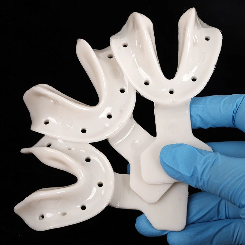 Edentulous Dental Impression Trays, 17-Piece Plastic Tray Set with Smooth Surfaces for Professional Dental Impression Work and Clinic Supplies